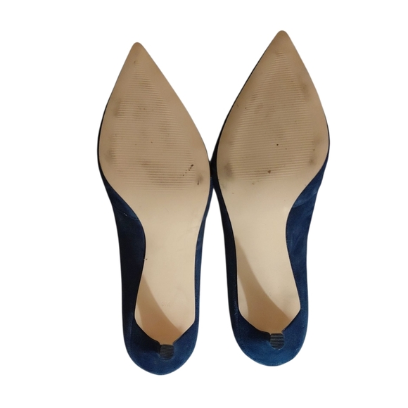 Talbots Erica Classic Blue Suede Heels Pointed Toe Kirren Heel Pumps Size 9 - Picture 8 of 10